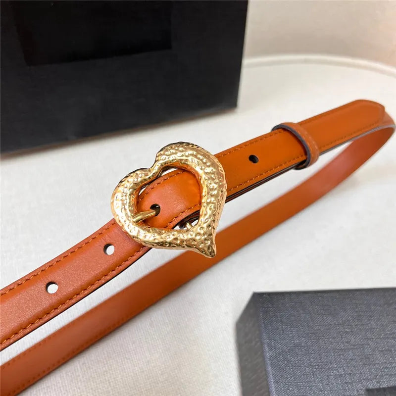 ysl leather heart pin buckle belt