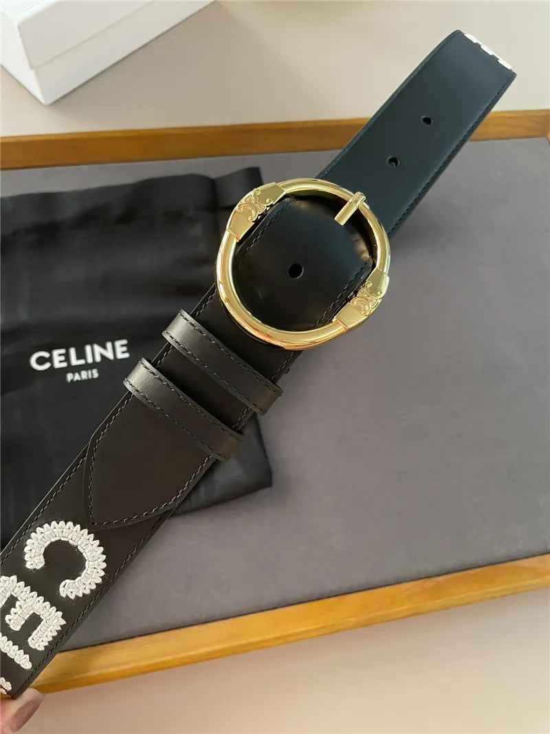 celine embroidered belt in vintage calfskin