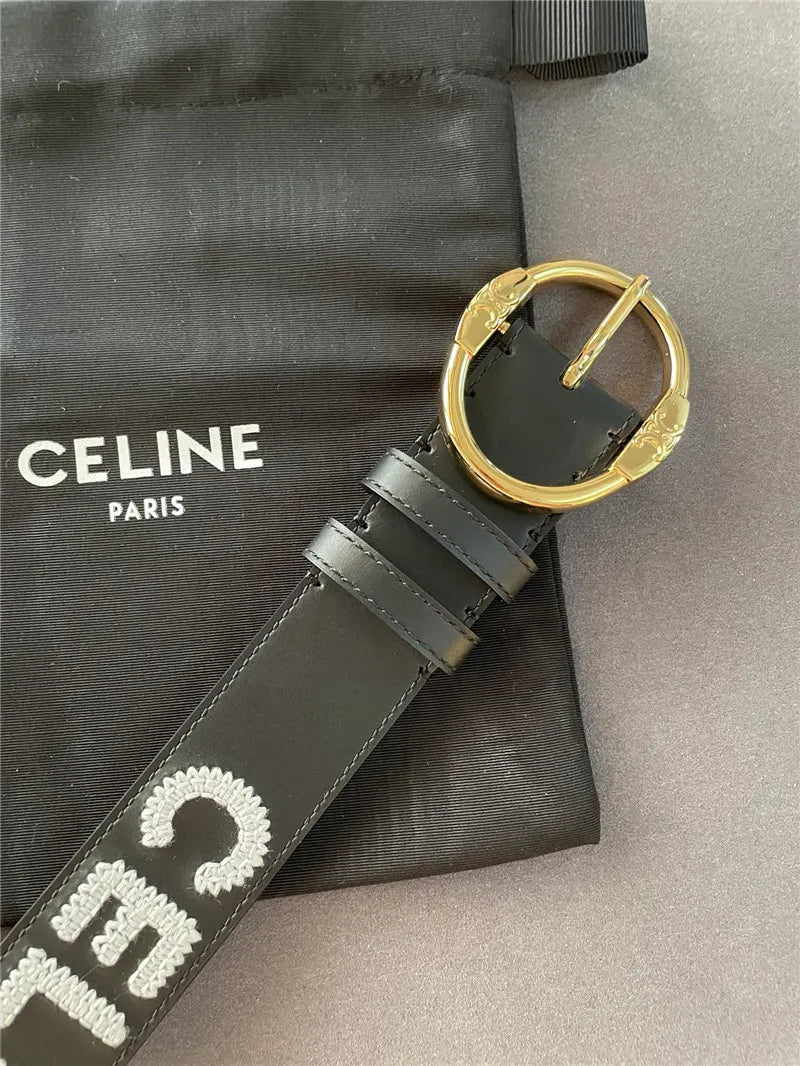 celine embroidered belt in vintage calfskin