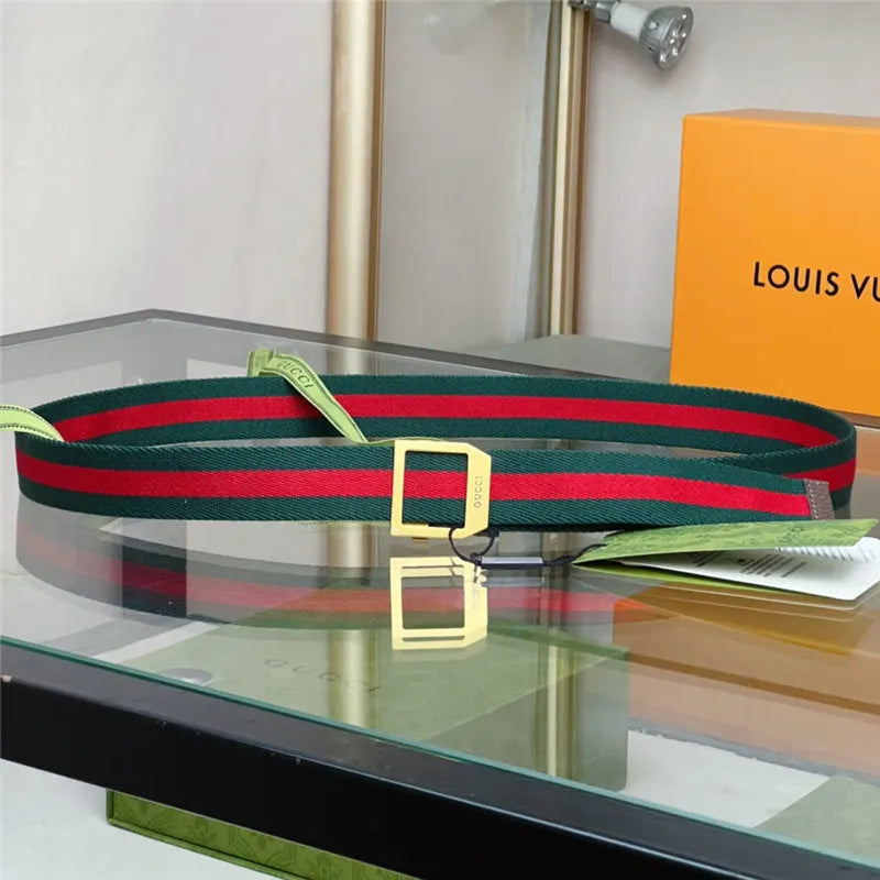 gucci webbing belt with rectangular buckle