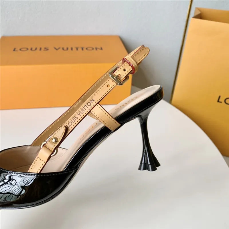louis vuitton LV flower electroplated heel back high heel sandals