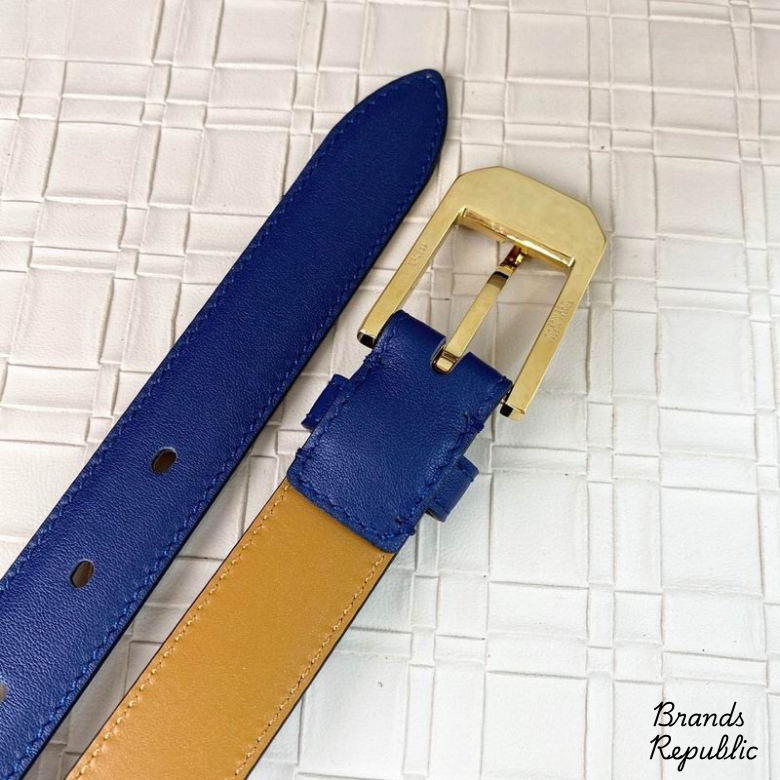 Hermès 25MM Classic Blue Interchangeable Belt In Different Buckle Colors