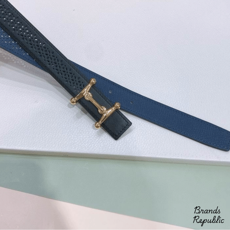 Hermès 25MM Mors H Buckle & Reversible Leather Strap Belt