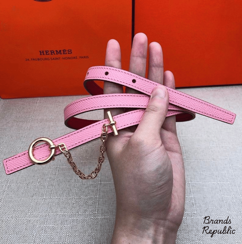 Hermès 13MM Pink Carrousel Reversible Belt In Different Buckle Colors
