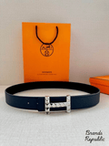 Hermès 34MM H Diamond Guilloche Reversible Belt In Different Buckle Colors