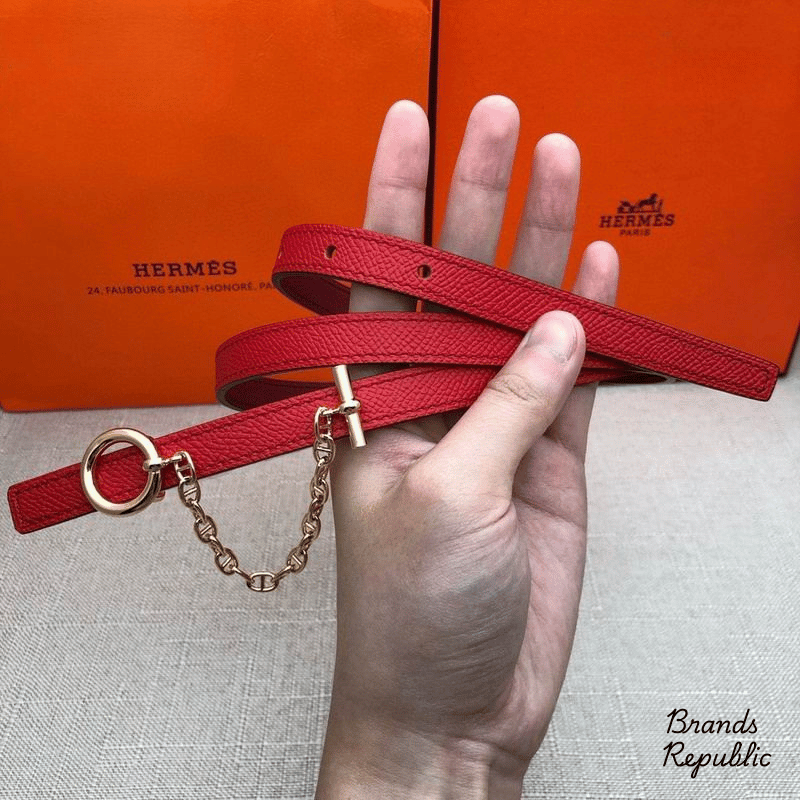 Hermès 13MM Red Carrousel Reversible Belt In Different Buckle Colors