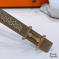 Hermès 25MM Dark Brown Mors H Buckle & Reversible Leather Strap Belt