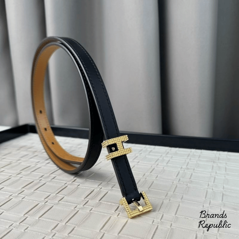 Hermès 15MM Pop H Guilloché 15 Black Belt In Different Buckle Colors
