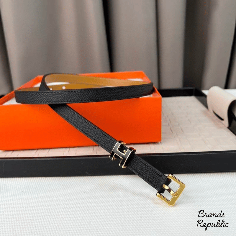 Hermès 15MM Pop H 15 Black Epsom Calfskin Belt In Different Buckle Colors