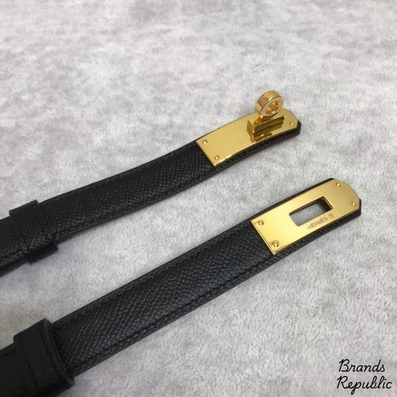 Hermès 18MM Kelly 18 Black Epsom Turn Lock Buckle Belt In Different Buckle Colors