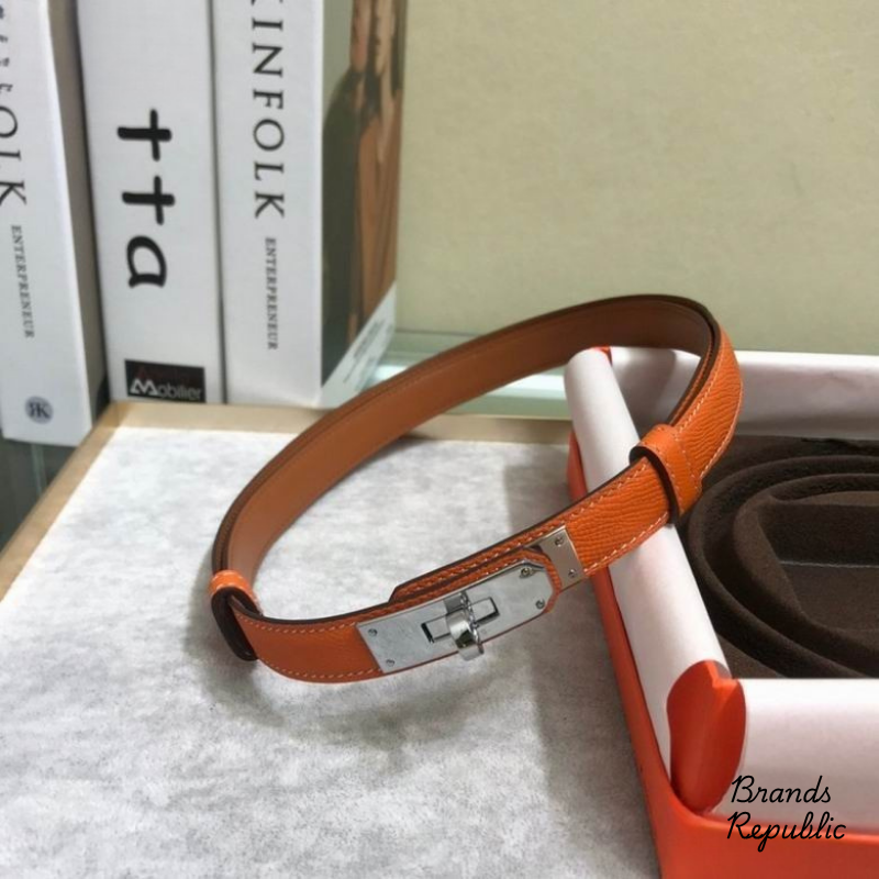 Hermès 18MM Kelly 18 Orange Epsom Turn Lock Buckle Belt In Different Buckle Colors