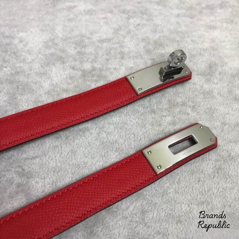Hermès 18MM Kelly 18 Red Epsom Turn Lock Buckle Belt In Different Buckle Colors