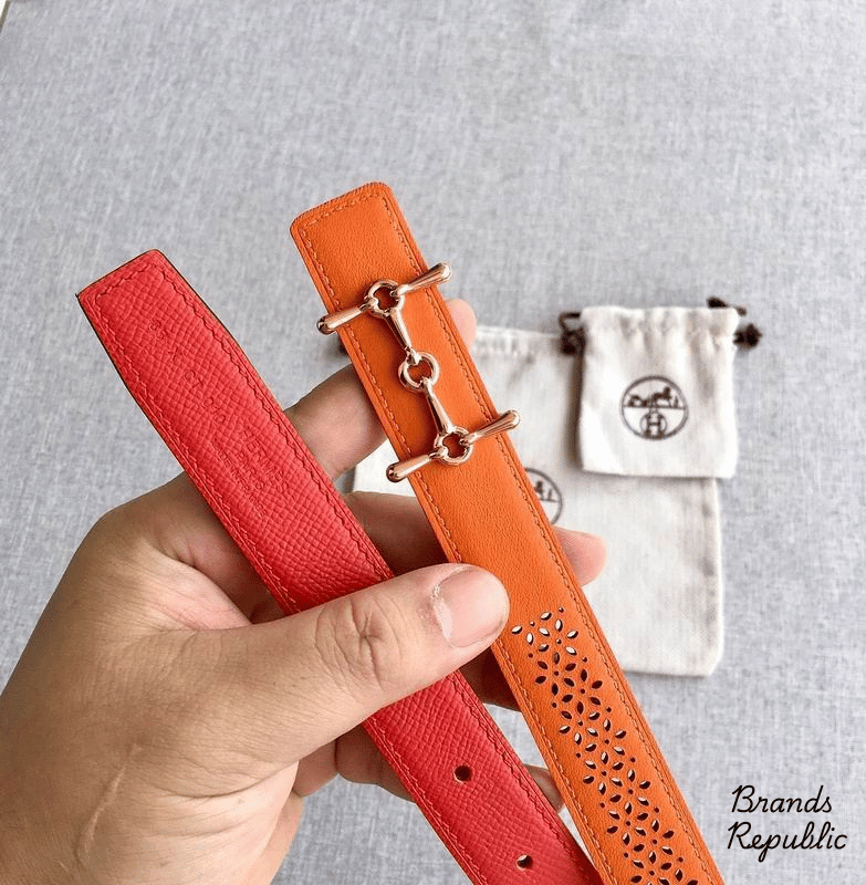 Hermès 24MM Mors H Orange Reversible Belt