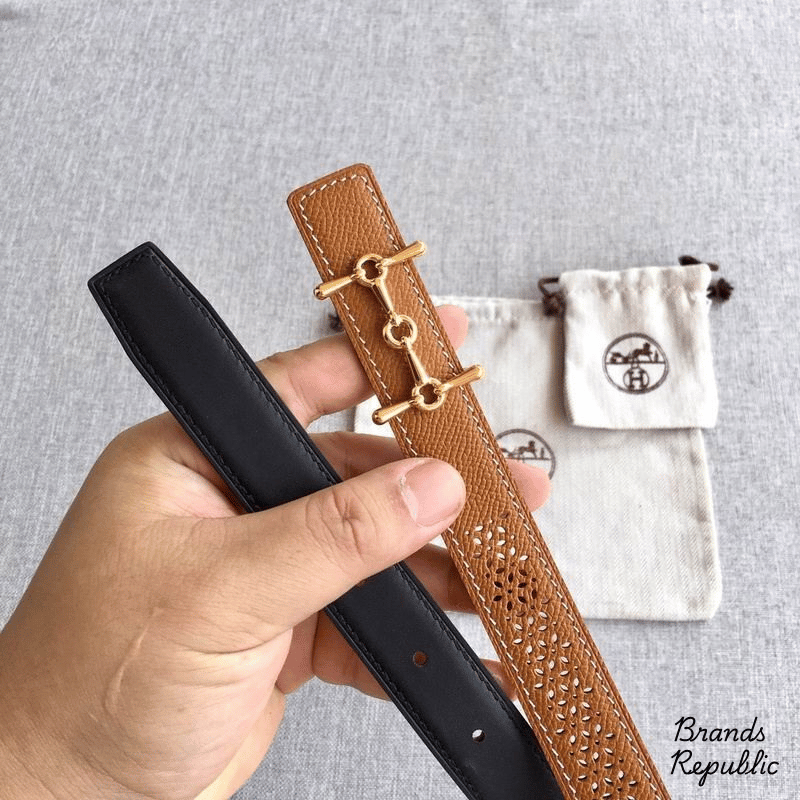 Hermès 24MM Mors H Brown Reversible Belt