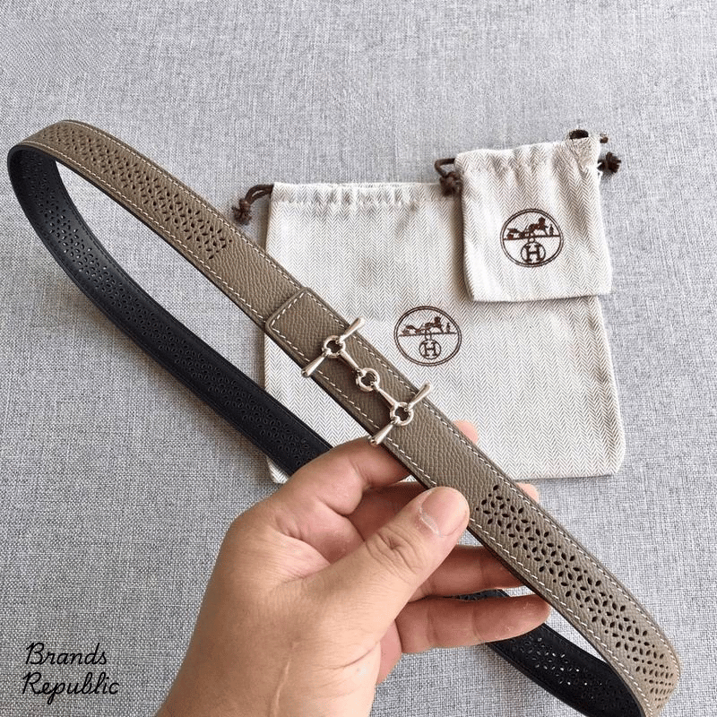 Hermès 24MM Mors H Grey Reversible Belt