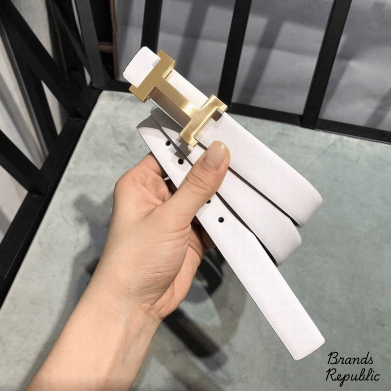 Hermès 25MM White H Logo Buckle Belt
