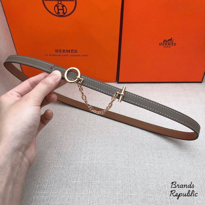 Hermès 13MM Grey Carrousel Reversible Belt In Different Buckle Colors