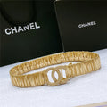 chanel smooth CC brass buckle sheepskin elastic belt