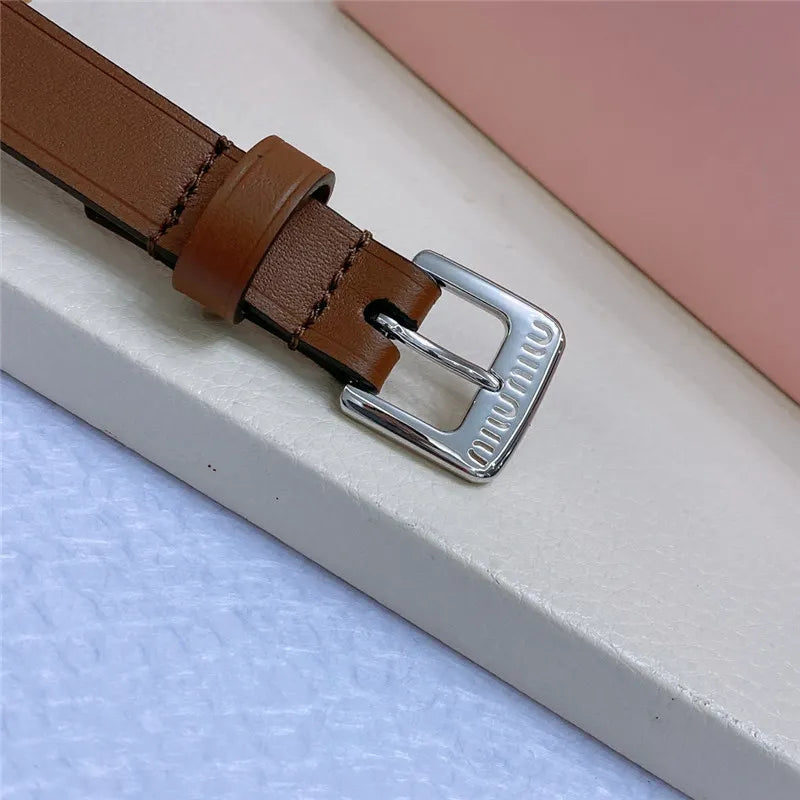 miumiu metal perforated micro-logo leather belt
