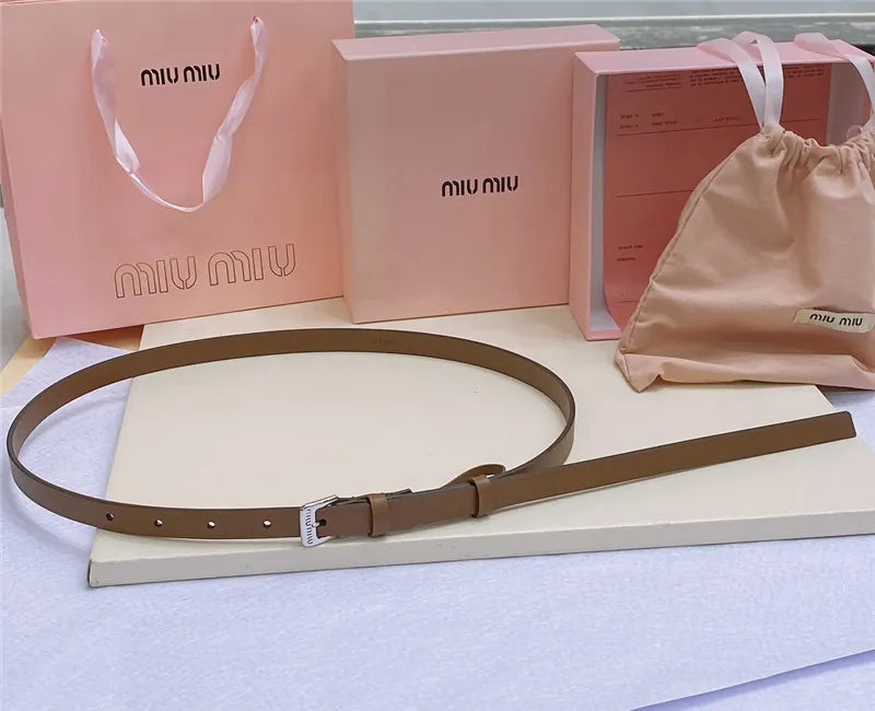 miumiu metal perforated micro-logo leather belt