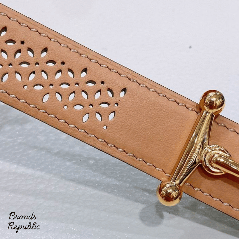 Hermès 25MM Brown Mors H Buckle & Reversible Leather Strap Belt