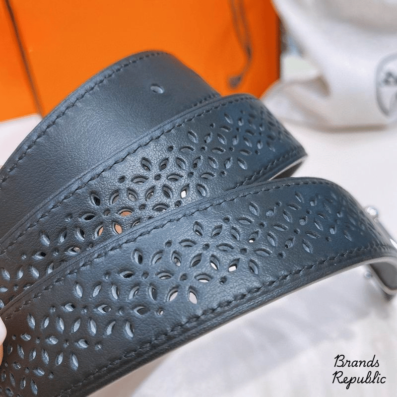 Hermès 25MM Black Mors H Buckle & Reversible Leather Strap Belt
