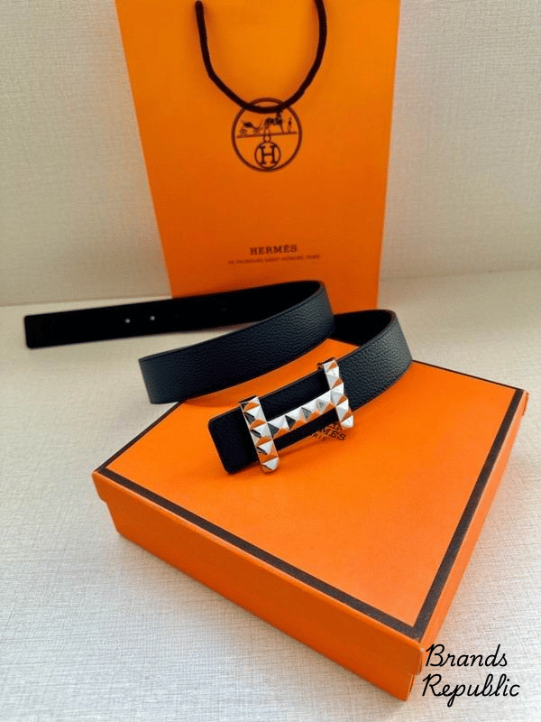 Hermès 34MM H Diamond Guilloche Reversible Belt In Different Buckle Colors