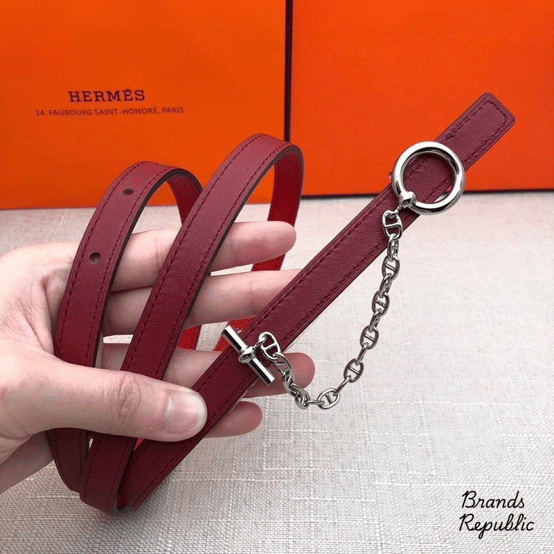 Hermès 13MM Red Carrousel Reversible Belt In Different Buckle Colors