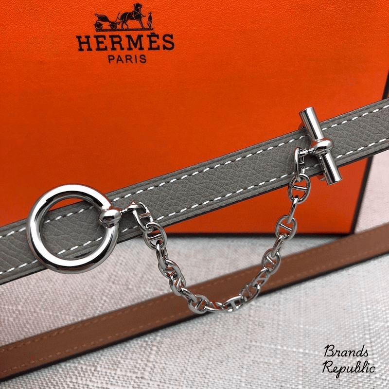 Hermès 13MM Grey Carrousel Reversible Belt In Different Buckle Colors