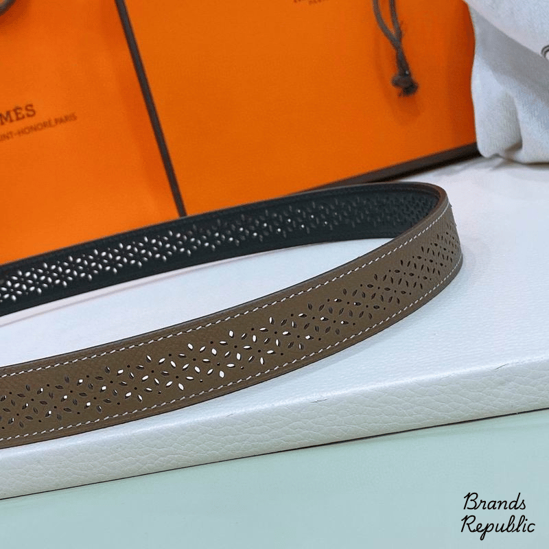 Hermès 25MM Dark Brown Mors H Buckle & Reversible Leather Strap Belt