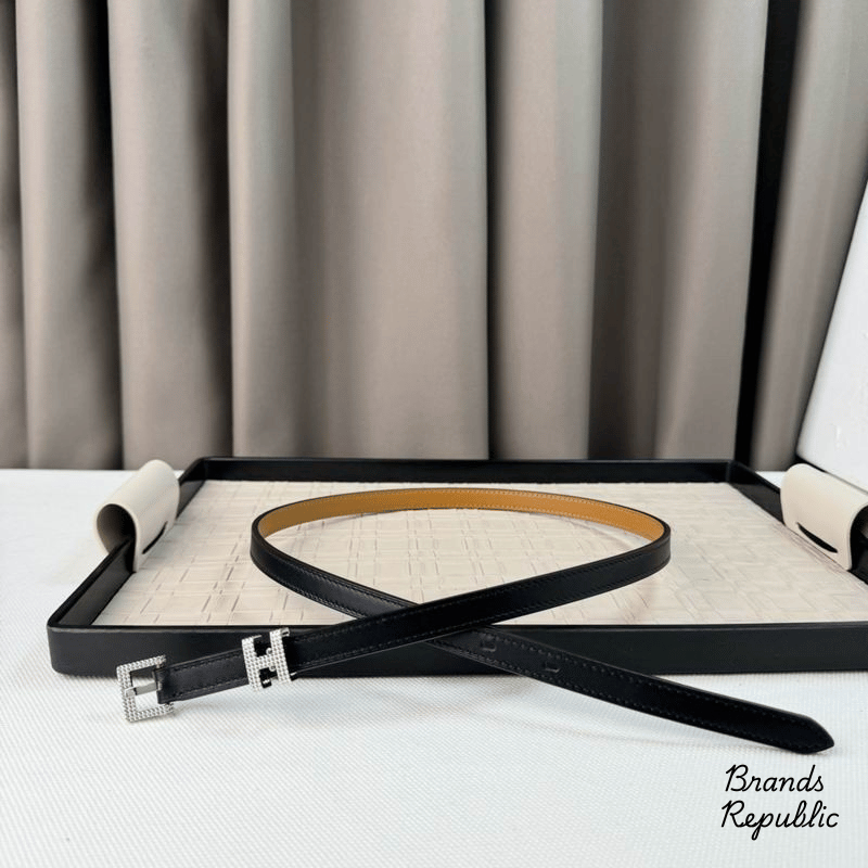 Hermès 15MM Pop H Guilloché 15 Black Belt In Different Buckle Colors