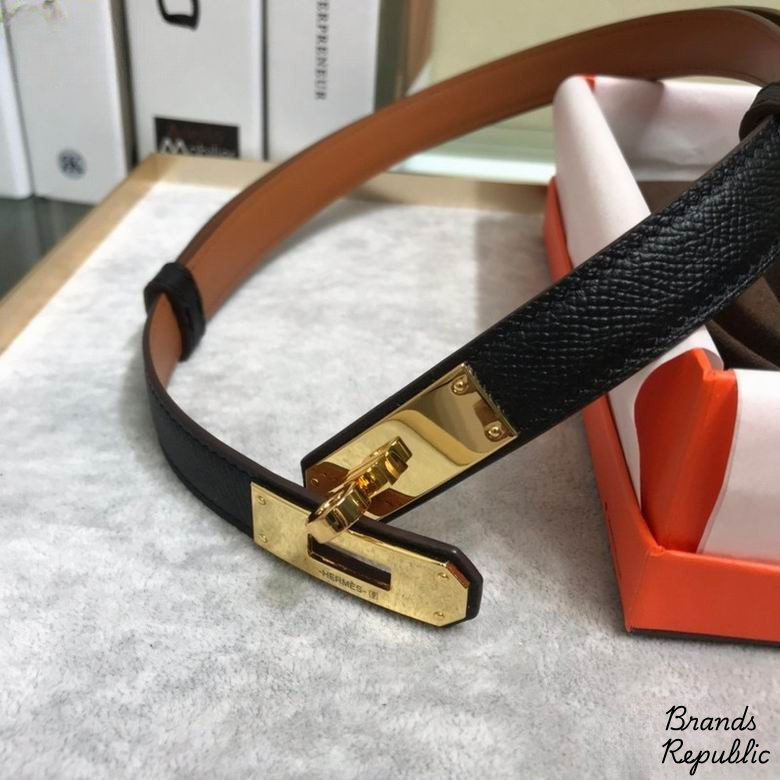 Hermès 18MM Kelly 18 Black Epsom Turn Lock Buckle Belt In Different Buckle Colors