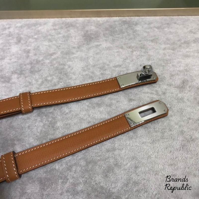 Hermès 18MM Kelly 18 Brown Epsom Turn Lock Buckle Belt In Different Buckle Colors
