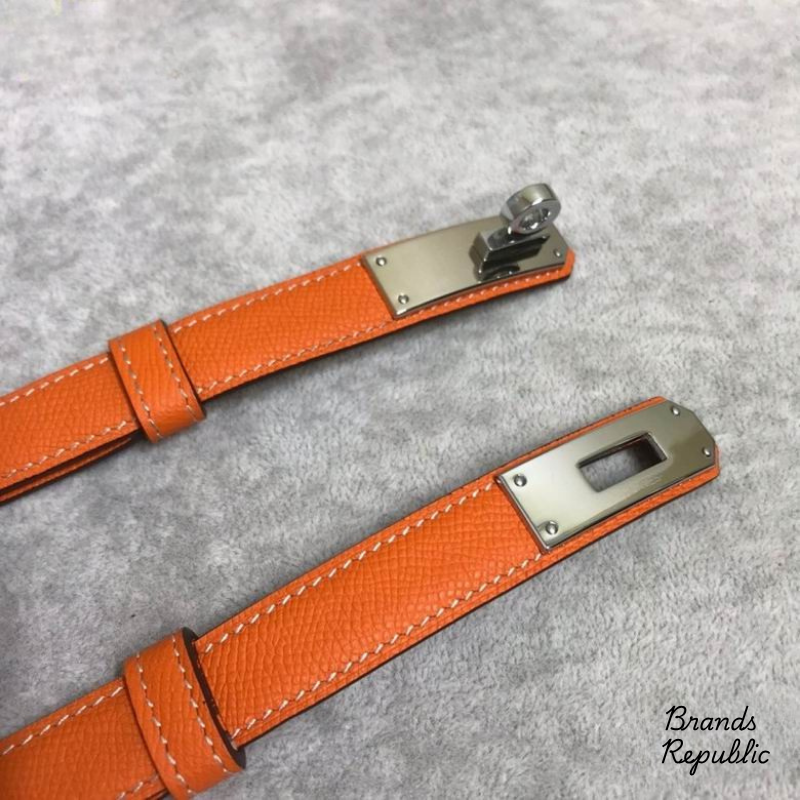 Hermès 18MM Kelly 18 Orange Epsom Turn Lock Buckle Belt In Different Buckle Colors