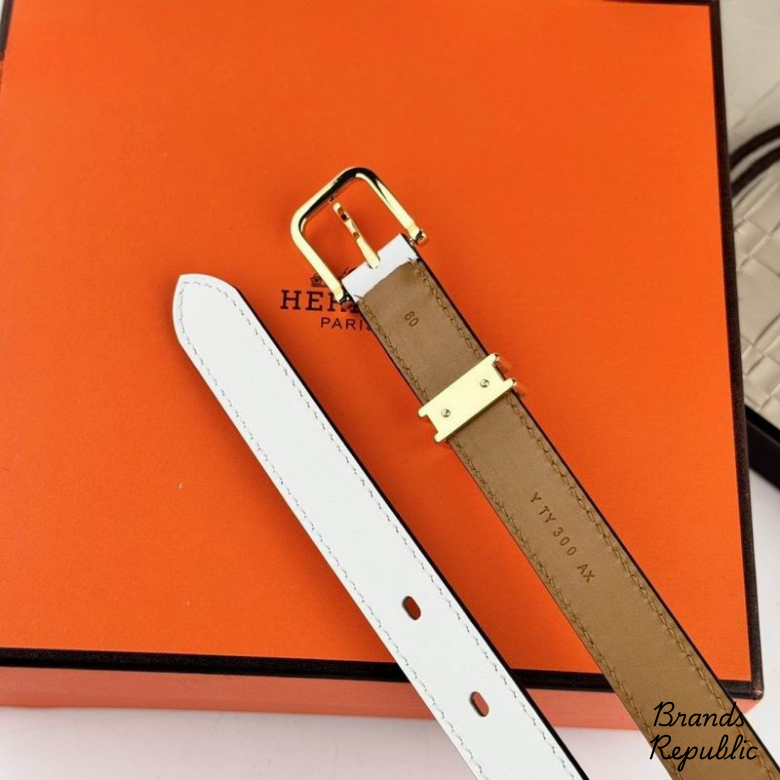 Hermès 20MM Pop H 15 White Leather Belt With Hardware In Different Buckle Colors