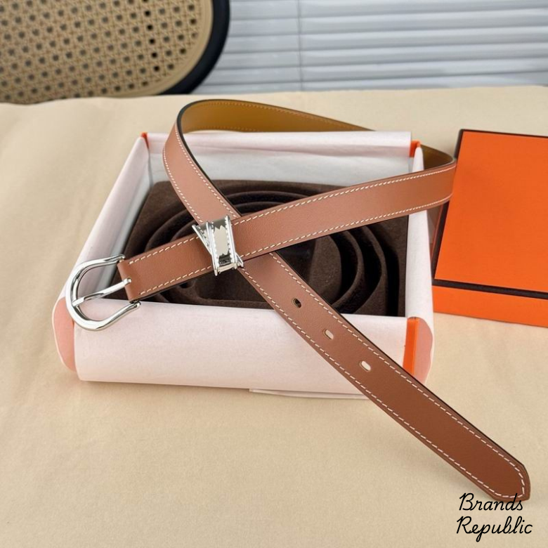 Hermès 24MM Ecuyere 24 Brown Leather Belt In Different Buckle Colors