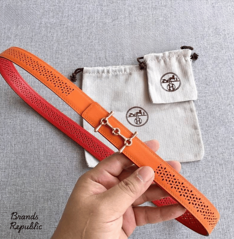 Hermès 24MM Mors H Orange Reversible Belt