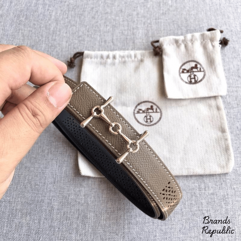 Hermès 24MM Mors H Grey Reversible Belt