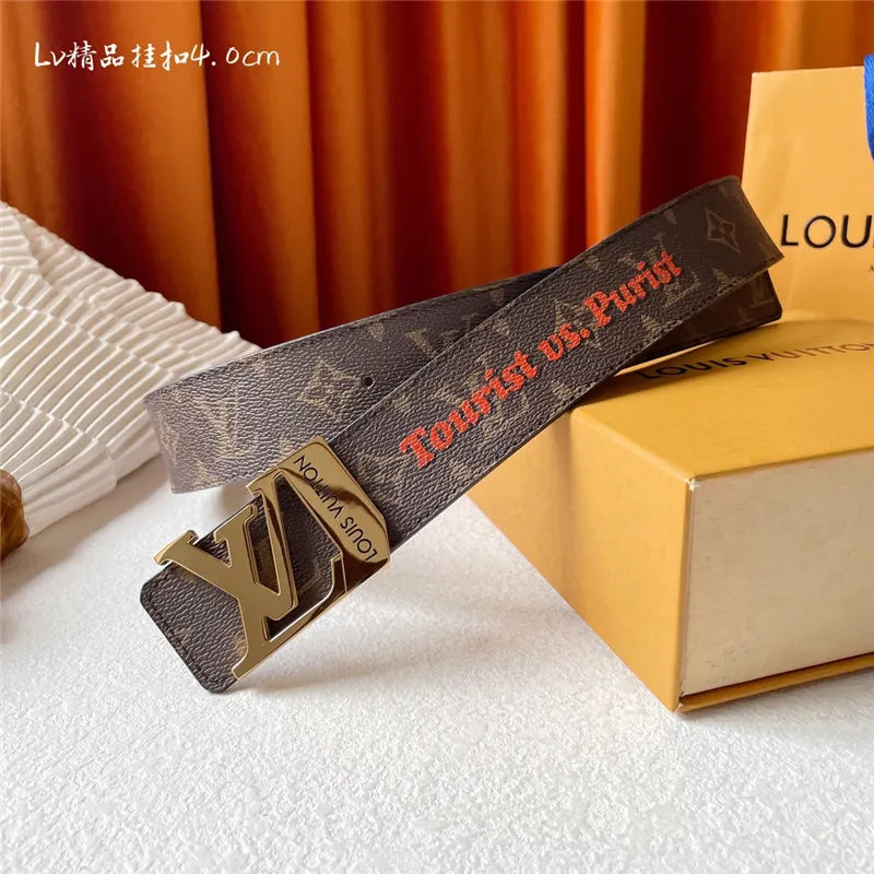 louis vuitton LV classic printed surface with leather belt