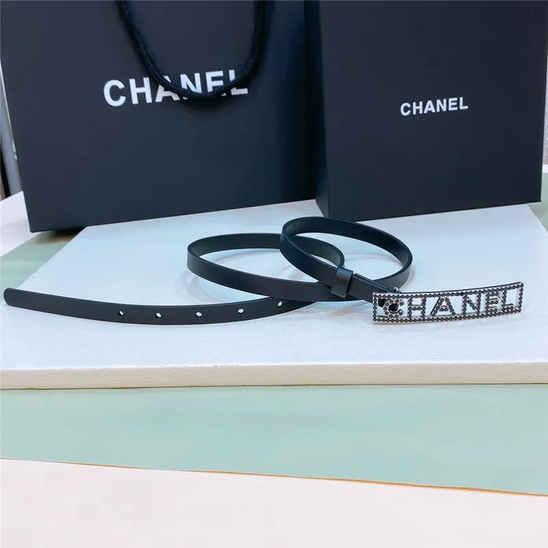 chanel stainless steel buckle diamond calfskin belt