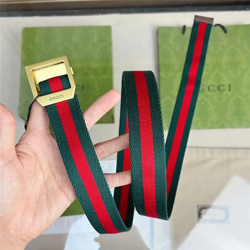 gucci webbing belt with rectangular buckle