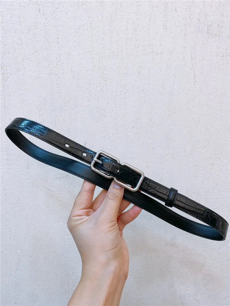 YSL Double Buckle Narrow Belt