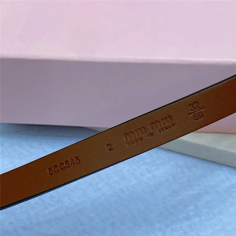 miumiu metal perforated micro-logo leather belt
