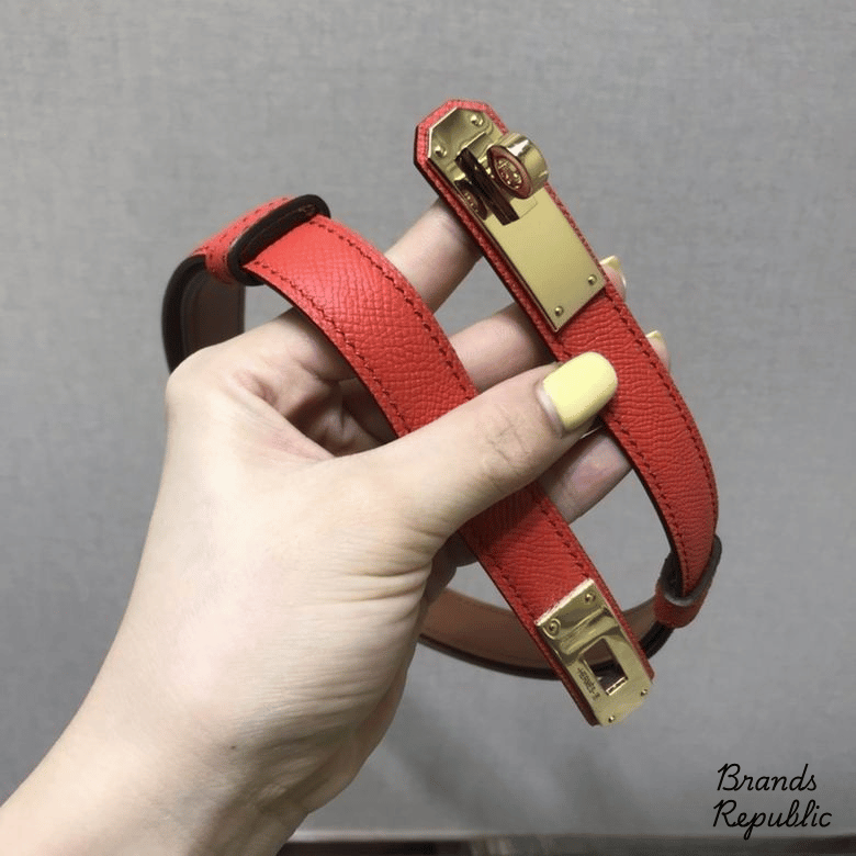 Hermès 25MM Grained Epsom Calfskin Kelly Belt In Different Buckle Colors