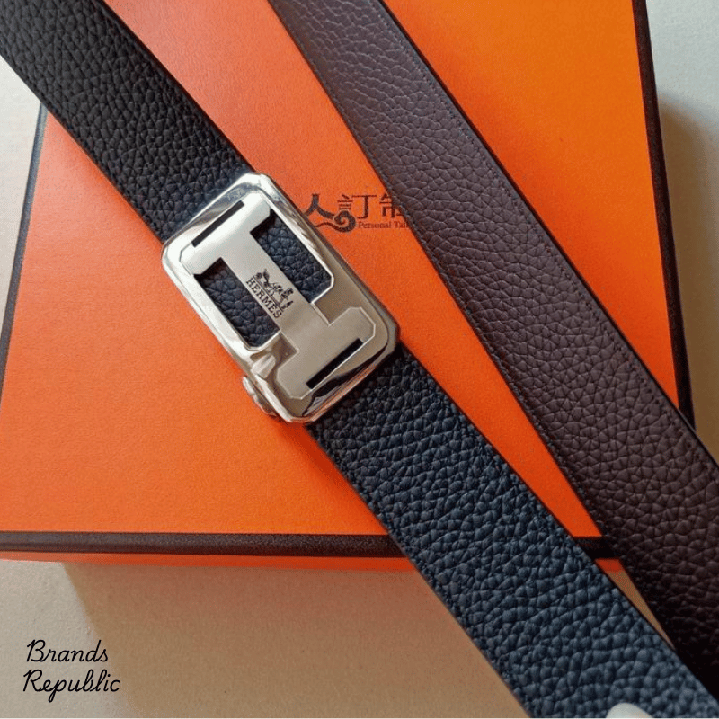 Hermès 34MM Black Quizz Buckle & Reversible Leather Strap Belt In Different Buckle Colors