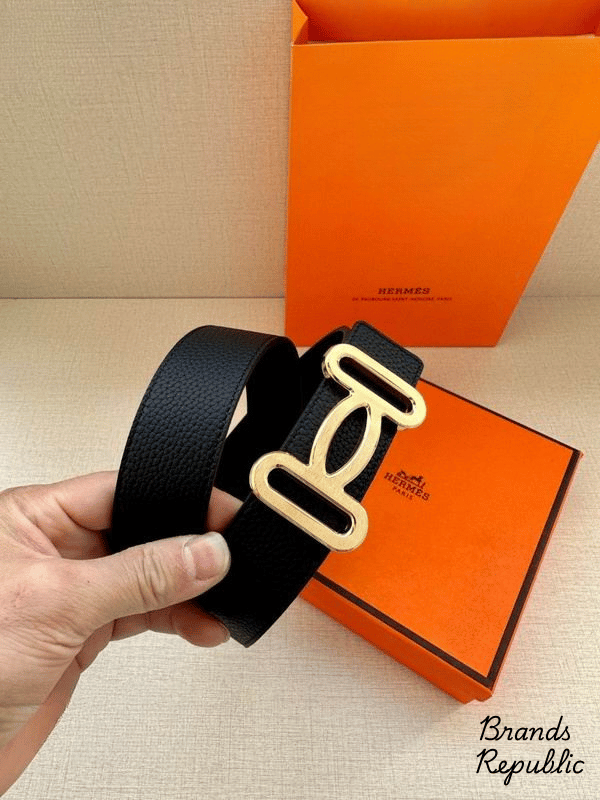 Hermès 34MM Black Odyssee Buckle & Reversible Leather Strap Belt In Different Buckle Colors