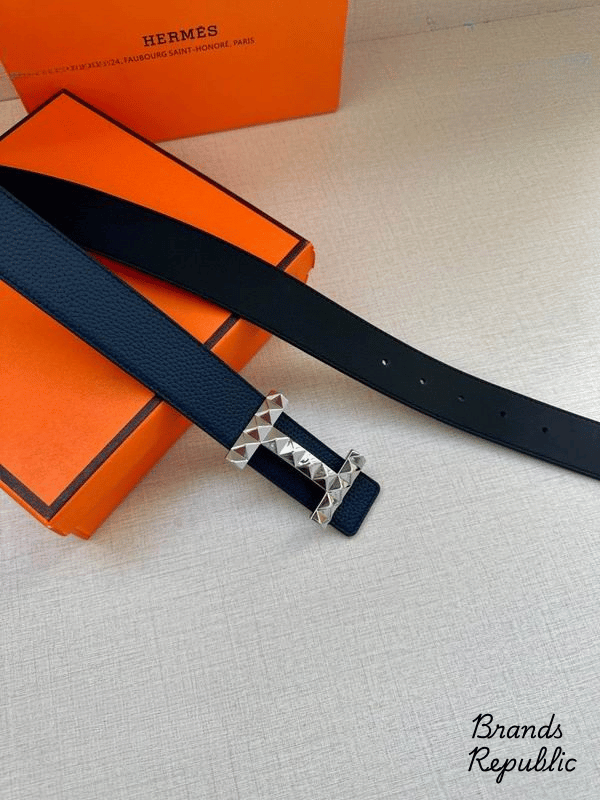Hermès 34MM H Diamond Guilloche Reversible Belt In Different Buckle Colors