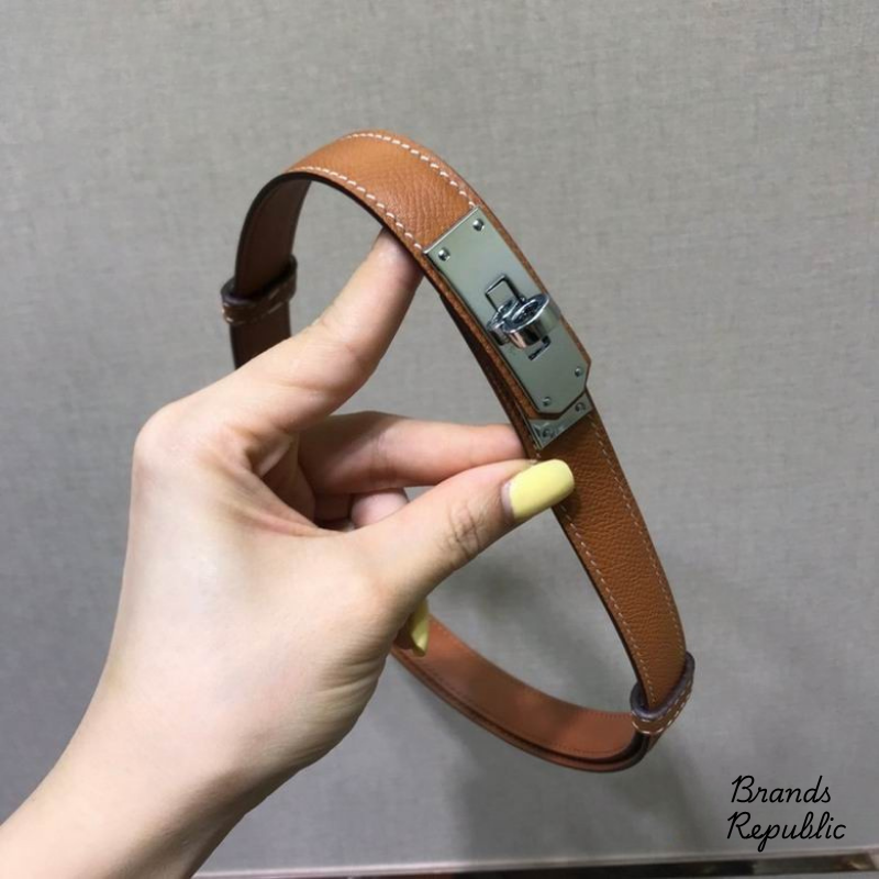 Hermès 18MM Kelly 18 Brown Epsom Turn Lock Buckle Belt In Different Buckle Colors