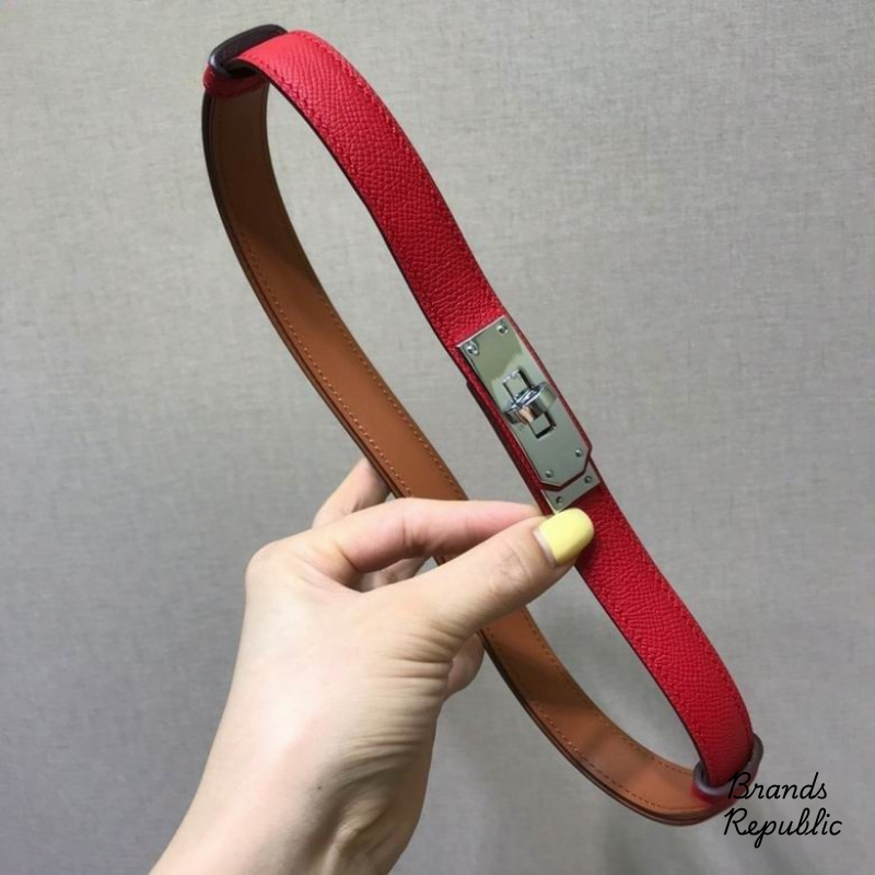 Hermès 18MM Kelly 18 Red Epsom Turn Lock Buckle Belt In Different Buckle Colors