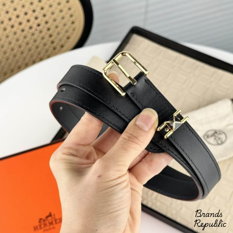 Hermès 20MM Pop H 15 Black Leather Belt With Hardware In Different Buckle Colors